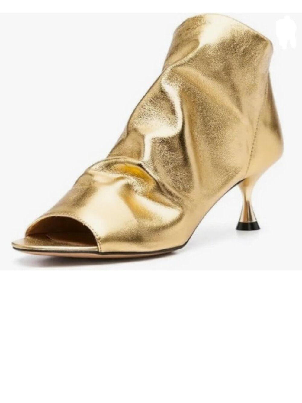 YDN Gold Open Peep Toe Ankle Boots Low Kitten Heels with Back Zipper Chic Bootie